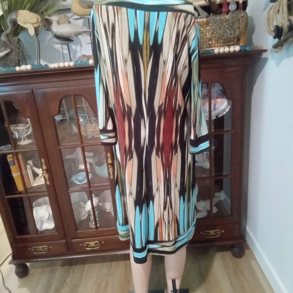 Donna Morgan Size 12 Beautiful Multicolor Sheath Midi Dress - Picture 6 of 8